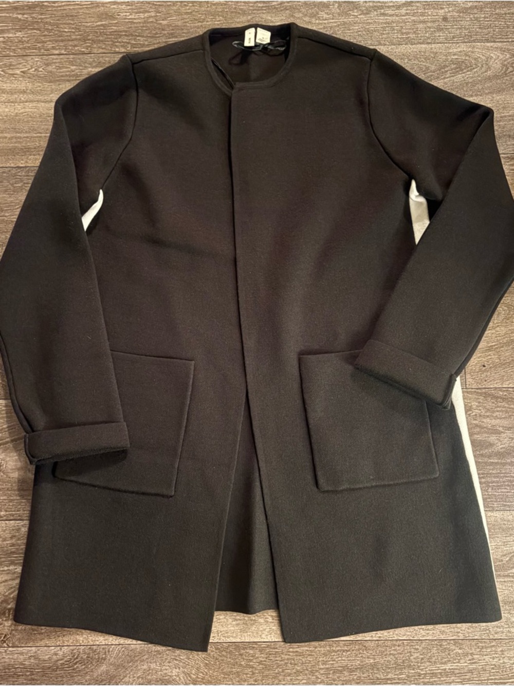 Moth Anthropologie Heavyweight Open Front Knit Cardigan in Dark Khaki